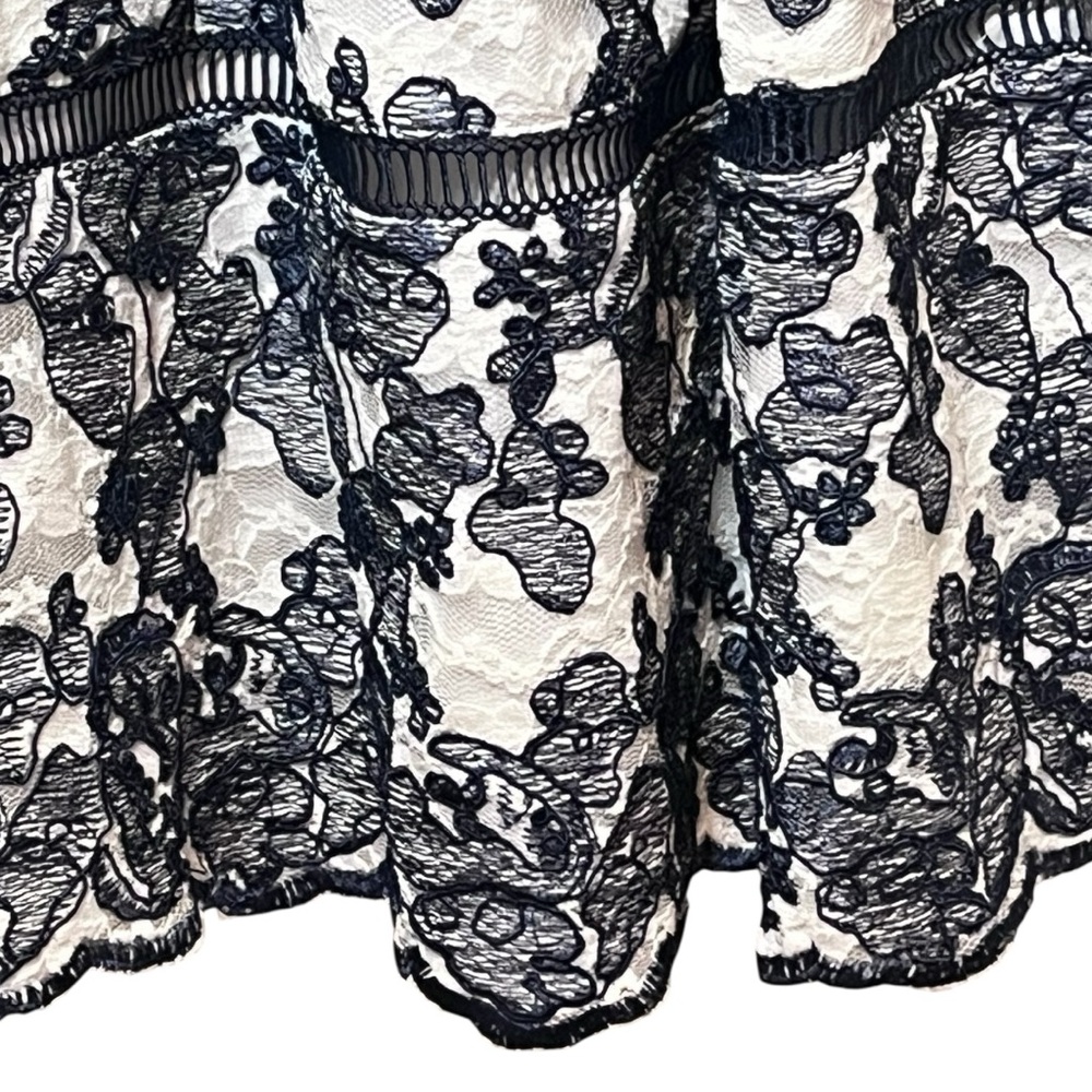 Eliza J Navy Blue / White Embroidered Lace Formal Sleeveless Lined Dress Size 6 - Picture 7 of 14